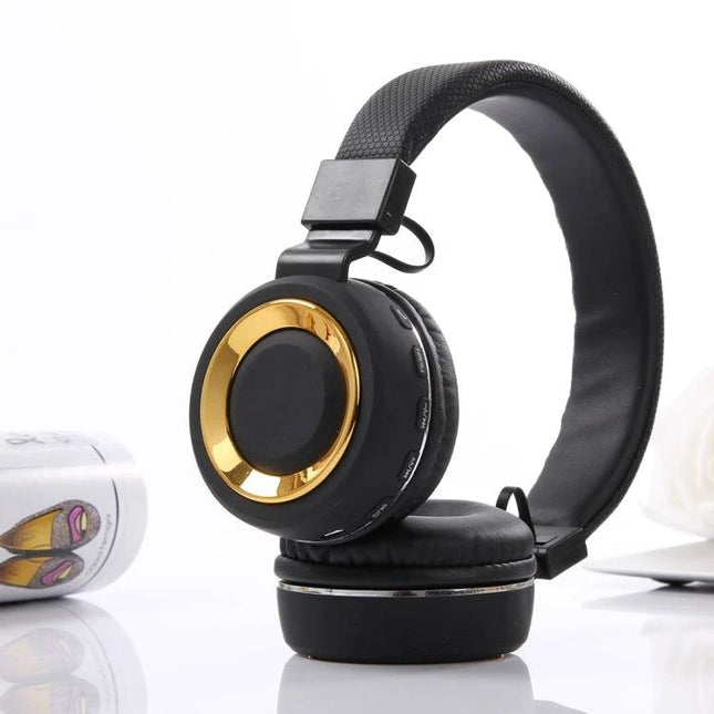 Jieli Wireless Bluetooth Headset For Commuting And Calls black gold over-ear Bluetooth headset for commute gym desk use