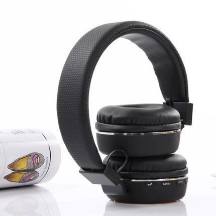 Jieli Wireless Bluetooth Headset For Commuting And Calls sleek black over-ear headset with Bluetooth, FM and TF card for commuting