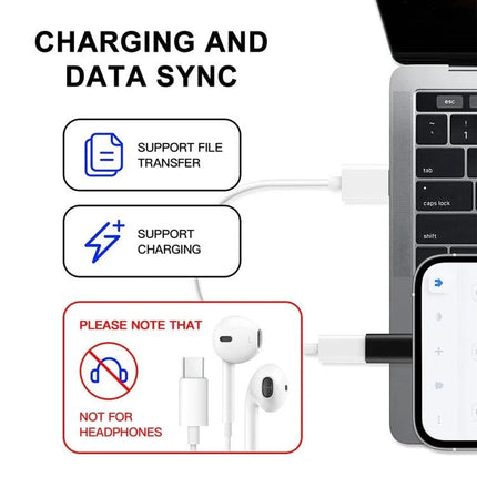 ENKAY Adapter for Daily iPhone Charging Connections - compact adapter showing charging and data sync between laptop and iPhone, not for headphones