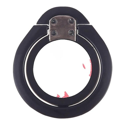 Magnetic Phone Stand Ring Holder for Hands-Free Use - black metal ring phone stand for video watching and calls, compact foldable grip