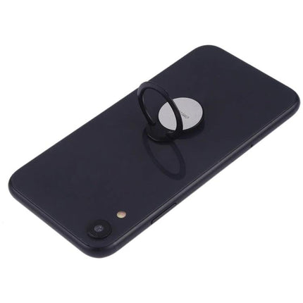 Magnetic Phone Stand Ring Holder for Hands-Free Use on black smartphone showing metal ring propped at viewing angle