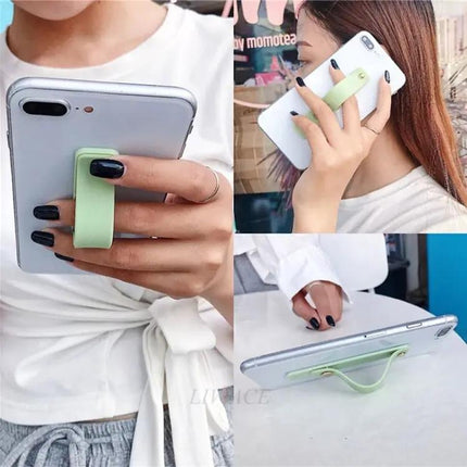 Versatile TPU Leather Phone Finger Strap Holder and Stand