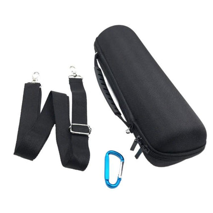 Portable Speaker Travel Case With Padded Interior And Handle black EVA protective case with strap and blue carabiner