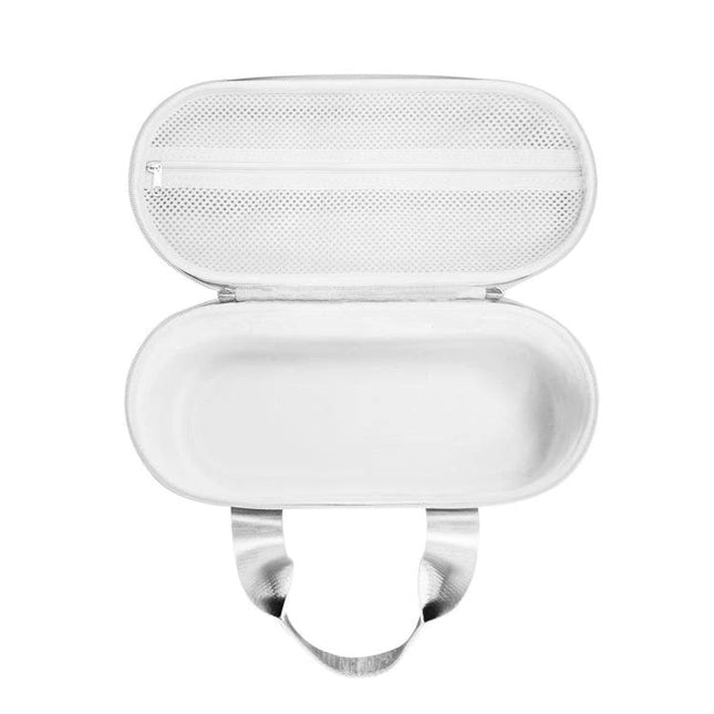 Sony Compact Carrying Case For Portable Speaker And Accessories open showing EVA shell, soft flannel lining and internal mesh pocket