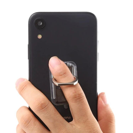 Versatile 360-Degree Rotating Magnetic Phone Holder Stand attached to phone with finger ring for hands-free viewing and stable 360° rotation