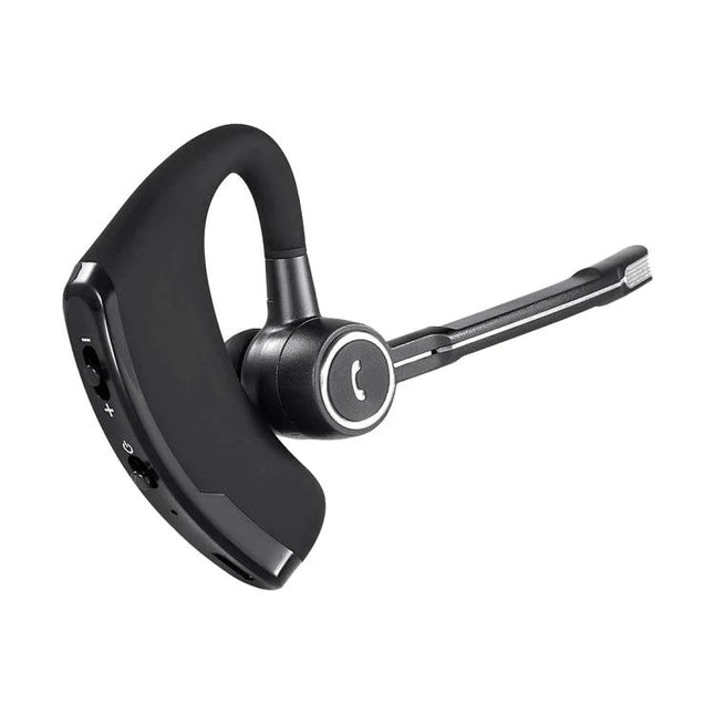 Bluetooth Earpiece Compact Black Hands Free Earbud for Driving and Work — V8s black earpiece with movable boom mic