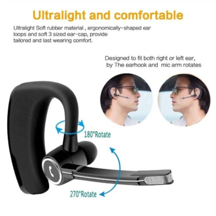 Bluetooth Earpiece Compact Black Hands Free Earbud for Driving and Work black V8s earpiece 180° 270° rotatable boom mic