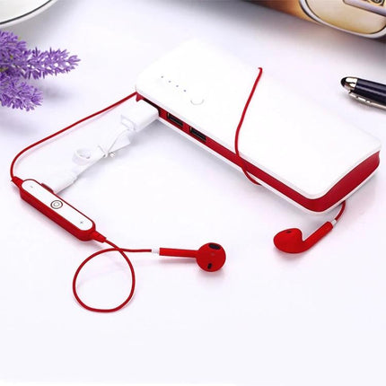 Wireless Bluetooth Earphones For Running Commuting And Calls red wireless earphones with memory wire controls by a power bank