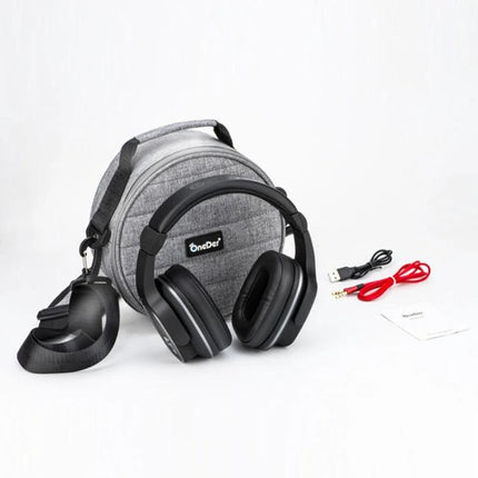 OneDer Wireless Headset For Commuting And Hands Free Calls black foldable Bluetooth headset with case and accessories