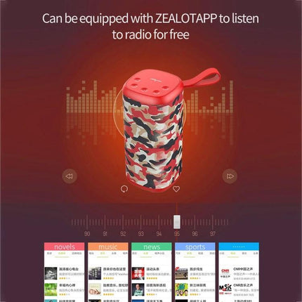 Zealot Compact Bluetooth Speaker For Travel And Commute camo portable speaker with hand strap TF card and Bluetooth 5.0 for commutes