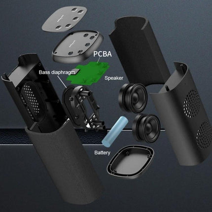 Zealot Compact Bluetooth Speaker For Travel And Commute exploded view showing drivers battery PCB and bass diaphragm components