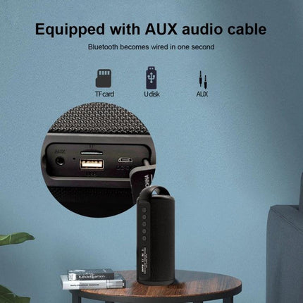 Zealot Compact Bluetooth Speaker With Carry Handle For Travel showing AUX, TF card and USB ports on a portable speaker