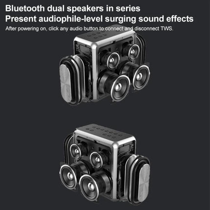 XDOBO Portable Bluetooth Speaker For Home And Picnics showing 140W four-speaker array, Bluetooth 5.2, TF card, AUX, shoulder strap