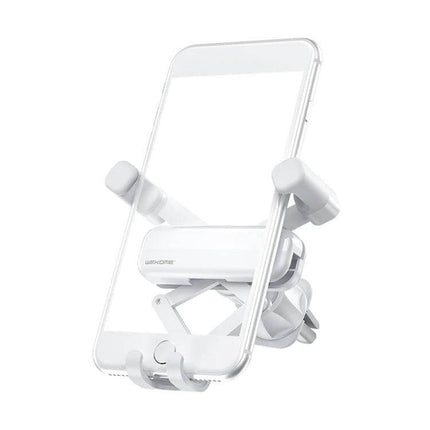Ideal Series Car Gravity Phone Holder For Air Vent Folding in white mounted on car vent holding smartphone securely with four-corner gravity grip