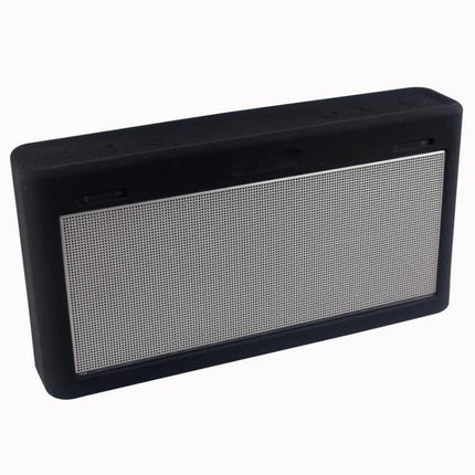 Compact Silicone Carry Case For Bose Portable Speaker shown fitted on SoundLink III, black non-slip protective silicone sleeve