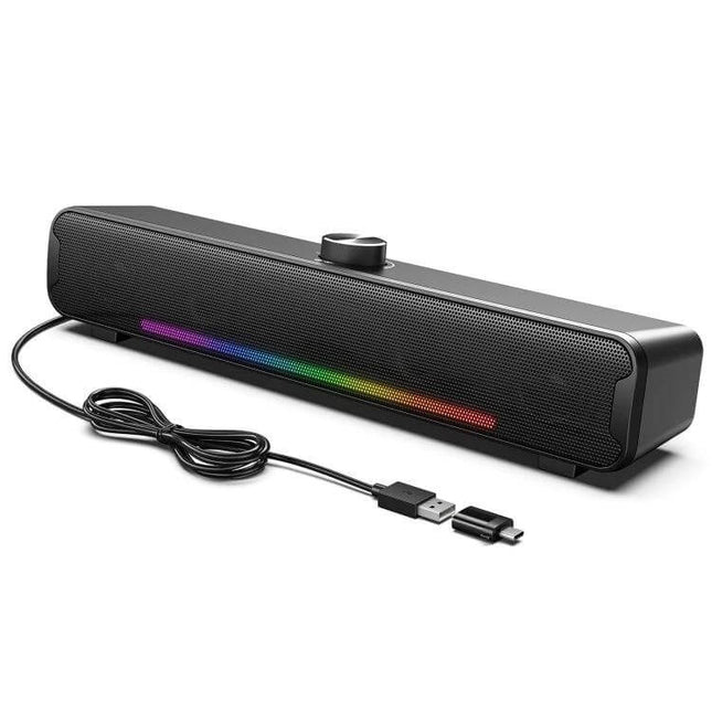 L16 Portable Bluetooth Wireless Speaker for Outdoor Listening - compact 16W Bluetooth speaker with RGB light bar and USB cable, dual 83mm drivers