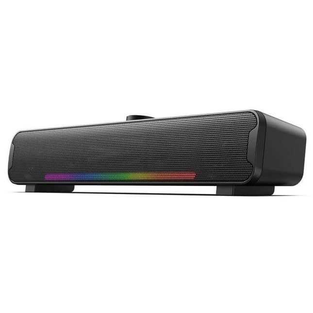 L16 Portable Bluetooth Wireless Speaker for Outdoor Listening compact black speaker with dual 83mm drivers, 16W and rainbow LED strip