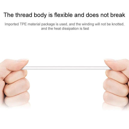 USB Cable for Charging and Syncing Devices in Daily Use - flexible 8-pin TPE cable being stretched to show durability and tangle-free design