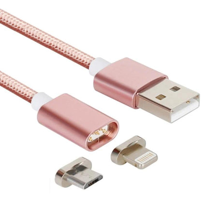 A Magnetic Cable for Daily Device Charging and Syncing – rose gold braided USB charging and magnetic connector kit
