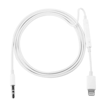 Audio Cable for Connecting Devices During Daily Commutes white 3.5mm to lightning with inline volume and track controls