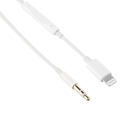 Audio Cable for Connecting Devices During Daily Commutes white Lightning to 3.5mm cable with inline line control for phone to car or headphones