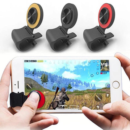 A9 Joystick Holder for Mobile Gaming During Daily Commutes clipped to phone with red joystick attached showing gameplay on crowded transit
