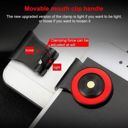 A9 Joystick Holder for Mobile Gaming During Daily Commutes showing adjustable movable mouth clip securely attached to smartphone