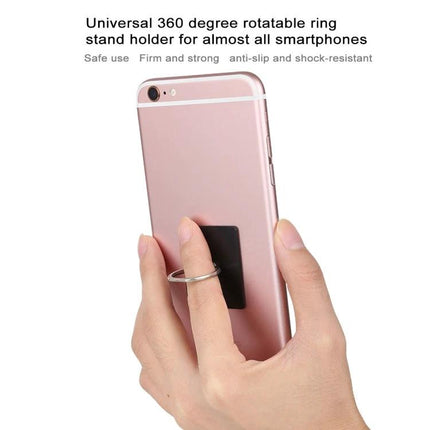 Universal Finger Ring Phone Holder for Hands-Free Viewing - rose gold phone with rotatable ring for secure one-hand grip and stand