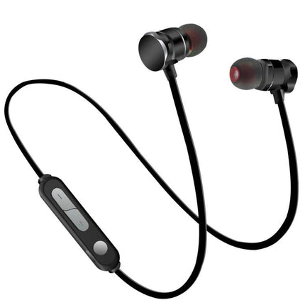 X3 Magnetic Bluetooth Earbuds For Commute And Workout Convenience sleek black magnetic sports earbuds with inline controls