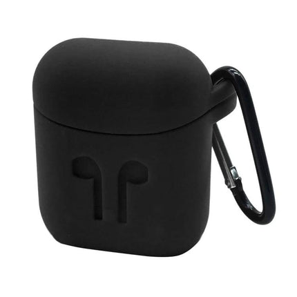 Compact Silicone Case for Everyday Earphone Storage on the Go - Black silicone earphone pouch with carabiner