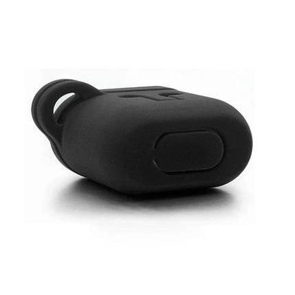 Compact Silicone Case for Everyday Earphone Storage on the Go in black silicone with keychain loop
