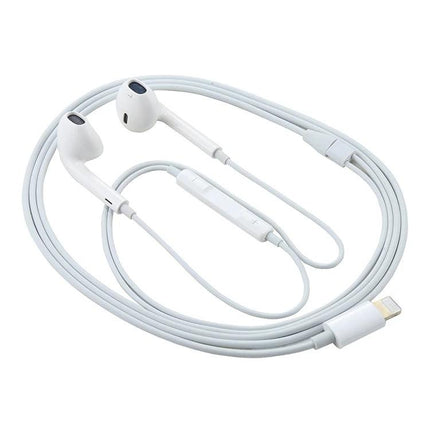 Wired Bluetooth Earphones With 1.2m Cable And 8 Pin Connector For Commute sleek white earphones with inline controls for calls and music
