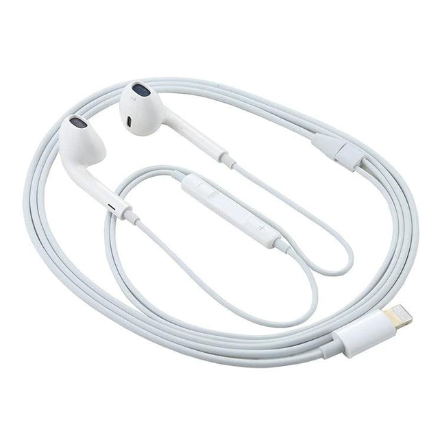 Wired Bluetooth Earphones With 1.2m Cable And 8 Pin Connector For Commute sleek white earphones with inline controls for calls and music