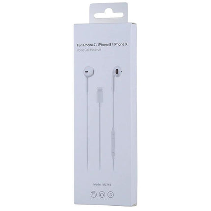 Wired Bluetooth Earphones With 1.2m Cable And 8 Pin Connector For Commute packaged white ML715 earphones for travel