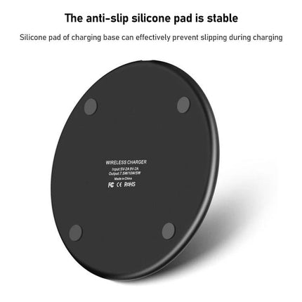 Essential K8 Wireless Charger for Daily Office Use compact round wireless charging pad with anti-slip silicone feet on desk