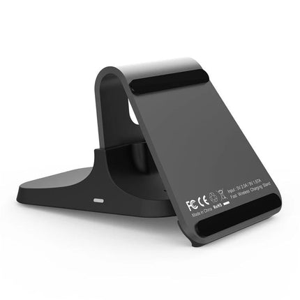 HAMTOD Charger for Daily Phone Use at Home and Travel - compact black Qi wireless stand for desk and travel, hands-free charging