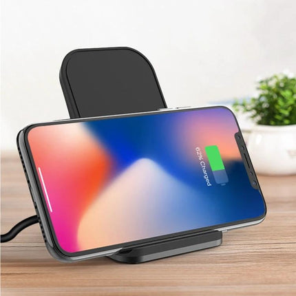 HAMTOD Charger for Daily Phone Use at Home and Travel charging a smartphone hands-free on a compact wireless stand for desk and travel