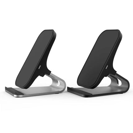 HAMTOD Charger for Daily Phone Use at Home and Travel - sleek black wireless stand for desk and travel, Qi-compatible hands-free charging