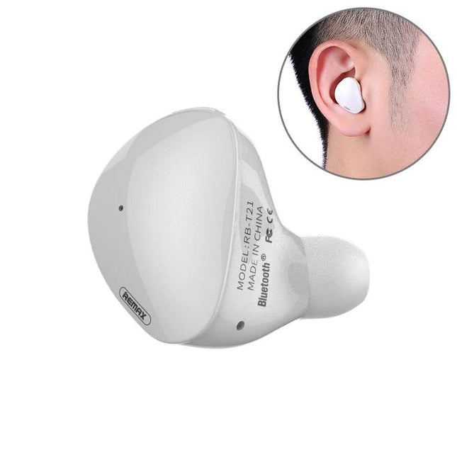 Wireless Earbuds With Secure Fit For Running And Commuting compact white true wireless earbud shown in ear