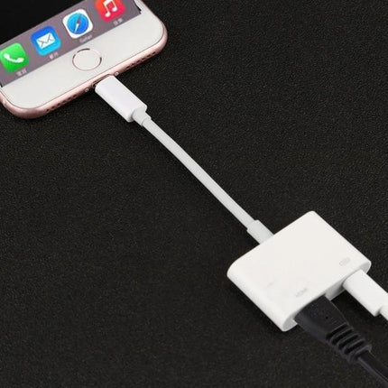 Cable Adapter for Everyday Phone Screen Sharing on TV connected to an iPhone with 8‑pin connector mirroring to HDMI TV for movies and presentations