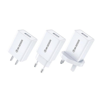 Essential WK USB Travel Charger for Everyday Charging - compact white USB wall charger set for commutes and travel