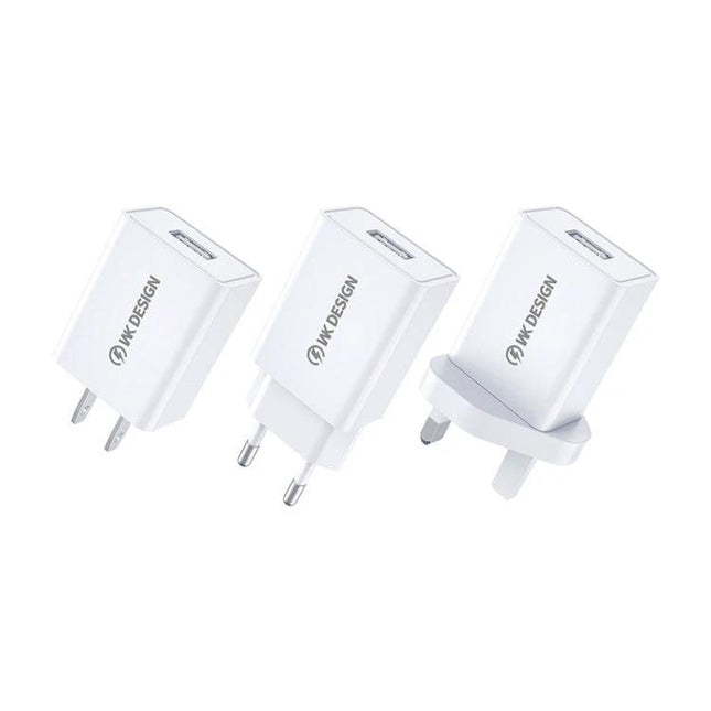 Essential WK USB Travel Charger for Everyday Charging - compact white USB wall charger set for commutes and travel