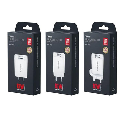 Compact Travel Charger for Daily Device Powering on the Go - compact dual USB 10W wall chargers in retail packaging for phone and earbuds