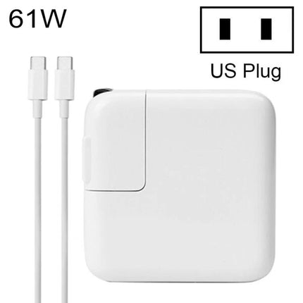 Essential Type-C Adapter for Daily Charging at Home or Travel - 61W white US plug with USB-C cable for MacBook A1708/A1989