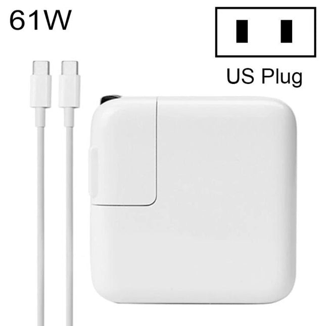 Essential Type-C Adapter for Daily Charging at Home or Travel - 61W white US plug with USB-C cable for MacBook A1708/A1989