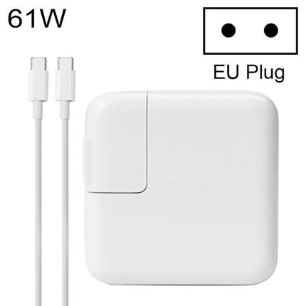 Compact Power Adapter for Travel and Daily Charging - 61W white EU plug USB‑C charger, portable travel and desk charging