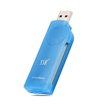 SSK Card Reader for Transferring Photos from Memory Cards - blue USB 2.0 CF card reader, plug-and-play for photographers and travelers