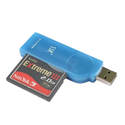 SSK Card Reader for Transferring Photos from Memory Cards - blue USB 2.0 plug-and-play reader with CompactFlash card