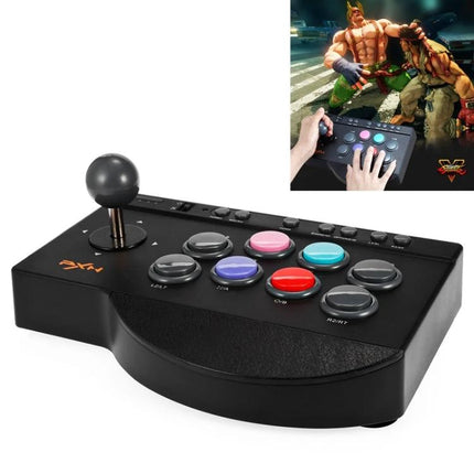PXN Controller for Home Gaming and Entertainment Sessions - black arcade joystick with colorful buttons compatible with PC, PS4 and Xbox