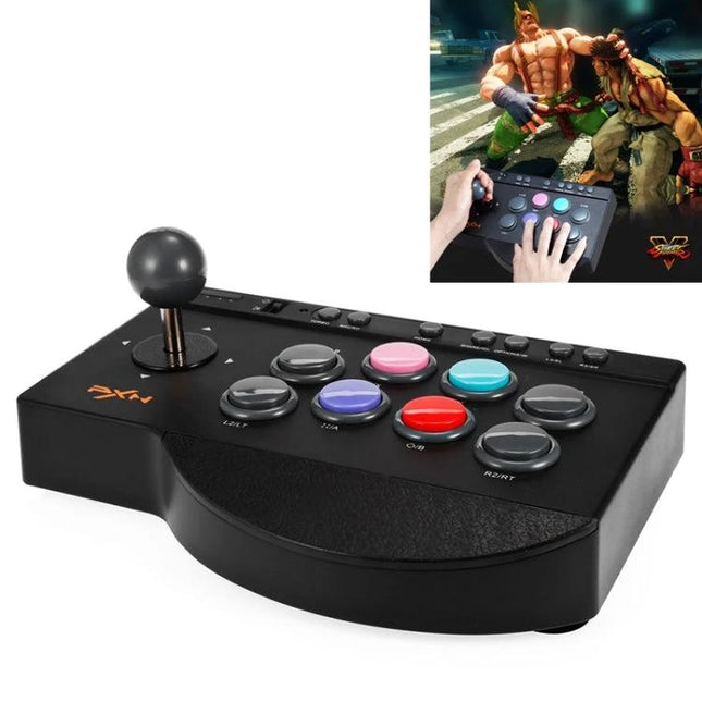 PXN Controller for Home Gaming and Entertainment Sessions - black arcade joystick with colorful buttons compatible with PC, PS4 and Xbox